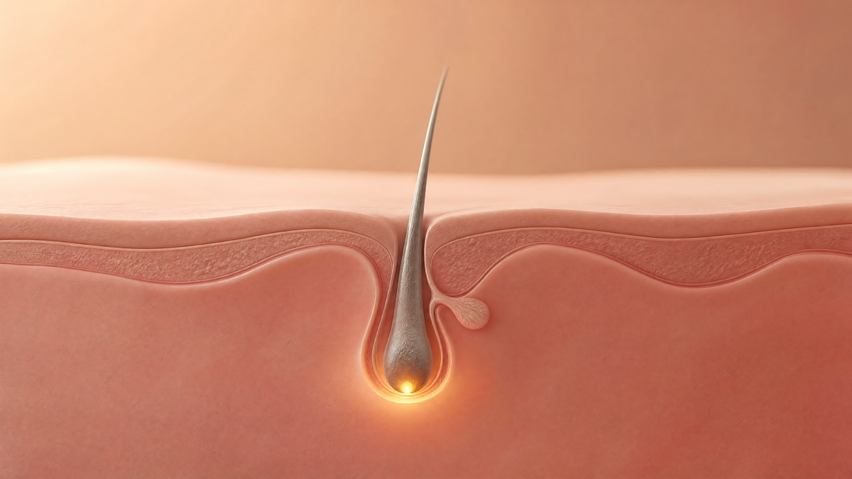 Illustration of a hair follicle under the scalp